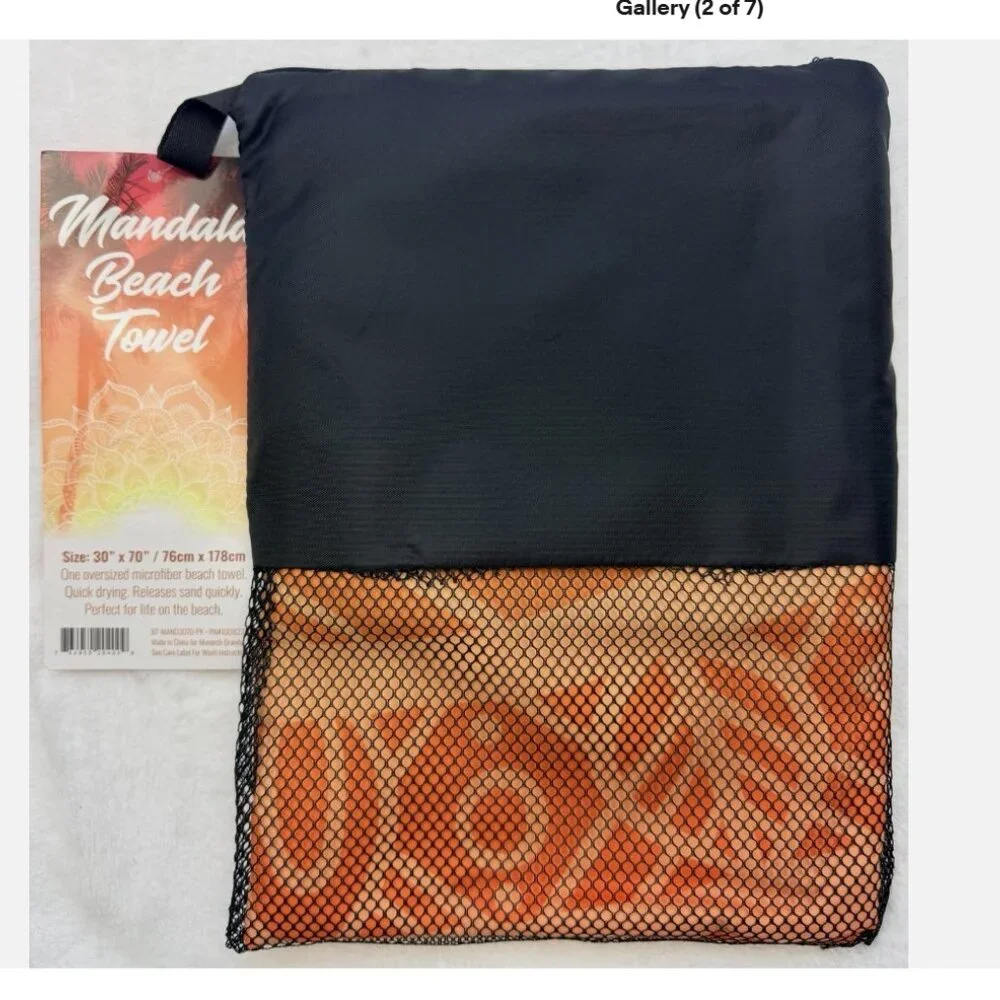 Mandala Beach Towel Oversized Microfiber Quick Dry BT-MAND3070-PK Orange NWT